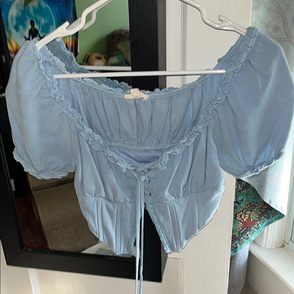 Pacsun Light Blue Women's Ruffled Top